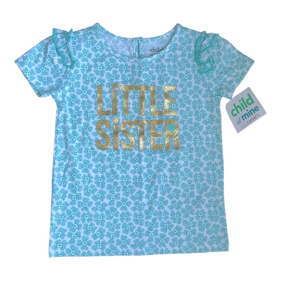 013 Child of Mine Floral & Glitter Print Short Sleeve Top NWT - Picture 2 of 5